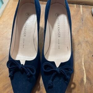 Peter Kaiser Dark Blue Suede Heels with Bow